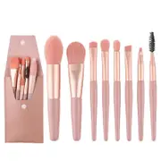 Catzon 8Pcs Mini Makeup Brush Set Foundation Brush with PU Bag-Pink