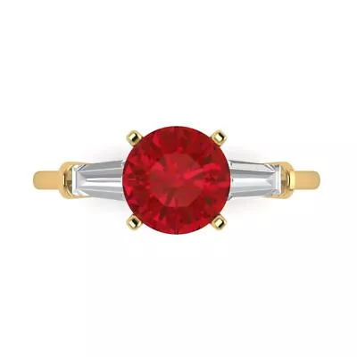 2.0Ct Round Cut Ruby VVS1 Solid 14K/18K Gold Engagement Promise Statement Ring