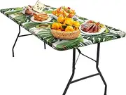 Fitted Picnic Table - Avocado Pattern Windproof Camping Table - 6ft Avocado Pattern Waterproof Elastic Table Cloth, Patio RV Accessories for Outdoor Activities