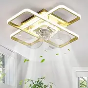 GEADI Gold 75W Ceiling Fans with Light Small Ceiling Fan Light Fixture Modern Ceiling Lighting Fan for Bedroom Dining Room Kitchen
