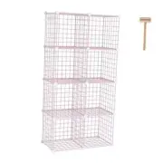 Wire Cube Storage, 8 - Cube Organizer Metal C Grids, Modular 8 Cube Pink