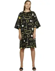 [Keegan] Heavy Metal 3/4 Sleeved Dress in Black/ Metallic