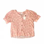 Women's LC Lauren Conrad V-Neck Button-Front Top Tiered Sleeve Floral XL NWT