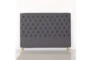 Bed Head King Size French Provincial Headboard Upholsterd Fabric Charcoal
