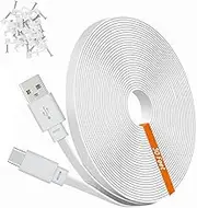 30ft Power Extension Cable for Tapo TP-Link 2K QHD C120 Security Camera - 9m USB C Long Flat Charging Cord - White