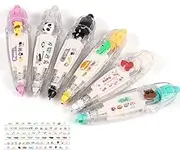 6Pcs Press Type Decorative Pen Different Cute Animal Themes Decorative Correction Tapes DIY Cute Animals Decorative Masking Tape Creative Cartoon Pattern Decorative Tape for Scrapbooking Journal