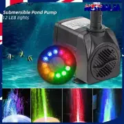 Submersible Fountain Pump 12 LED Light for Water Feature Outdoor Small Pond New!