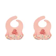 2x Sassi Silicone Bib Slurpy The Octopus Baby/Childrens Tableware Cutlery 6m+