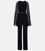 [Max Mara] Max Mara Vertice caped cady jumpsuit UK 8 blue