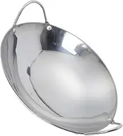Abaodam Portable Stainless Steel Pot Metal Handle Round Bottom Wok Thicken Pot Cookware for Single Serving Safe Cooking Home Travel Use
