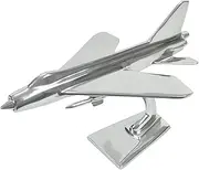 RAF Lightning Fighter Aeroplane Ornament On Display Stand, This Fighter Aircract Was The Iconic Interceptor From The 1960's And This Model Has A 20cm Wingspan And A Hand Polished Silver Finish