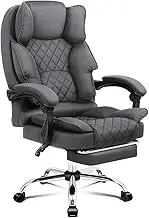 ALFORDSON Gaming Computer Racer Swivel Chair, Ergonomic Fabric Chair with Lumber Back Support and Footrest, Executive Fabric Grey Office Chair with 150° Recline and Adjustable Height