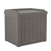 Suncast 22 Gallon Outdoor Patio Small Deck Chest Box with Storage Seat, Stone