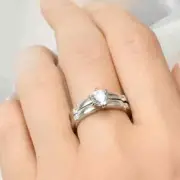 Womens 1/2 tcw Round Cut Unique Wedding Band Engagement Ring Set Solid Silver