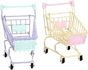 KOMBIUDA Shopping Trolley Toys for Kids Mini Supermarket Cart Iron Art Material Imagination Enhancer Random Color