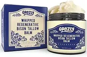 Grazly Unscented Whipped Bison Tallow Balm with Manuka Honey & Jojoba Oil - Grass-Fed & Finished Organic Tallow Face Moisturizer - Face & Body Cream for Acne-Prone Skin - Nourishing Skincare - 2.5oz