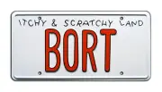 "BORT" License Plate Itchy & Scratchy Land, Vinyl 3" Die Cut Sticker