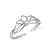 .925 Sterling Silver Lotus Flower Petal Toe Ring