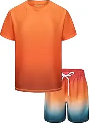 [Qterdiz] Boys' Short-Sleeved Swimming Set, Children's Two-Piece Swimsuit, Quick-Drying Swimsuit, 98-170 cm