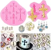 Cross Molds Silicone,2 Pcs Baptism Cake Decorations Cross Cake Mold Cross Mold Baptism Cake Toppers for Baptism Party Supplies