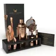Highball & Chaser 13-Piece Cobbler Cocktail Shaker Set Matte Copper Stainless...