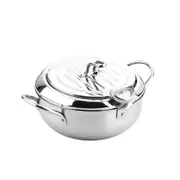 NNEOBA 24cm Deep Frying Pot with Thermometer and Lid Silver