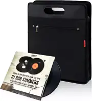 AKOZLIN Vinyl Record Travel Bag, Durable Case for 7", 10", 12" LPs
