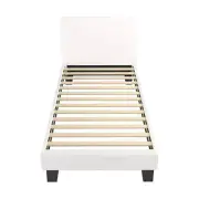 Bed Frame Wood Slats Boucle White