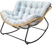 ALSTON Rocking Chair Leisure Lounge Chair Ergonomic Wicker Papasan Chair, Rocking Egg Chair with Soft Thick Cushion for Living Room Bedroom Porch Garden, Max Load 150kg
