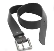 GENUINE LEATHER PLAIN BLACK BELT 1 1/2" 38MM WITH REMOVABLE BUCKLE