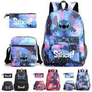 Lilo & Stitch 3Pcs/Set Kids Boys Girls School Bag Backpack Travel Rucksack Shoulder Bag Pencil Case Gift Star Blue