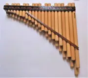LEFT HANDED CHROMATIC PAN FLUTE 44 PIPES NATURAL BAMBOO FROM PERU -