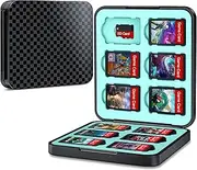 for Switch Game Case Holder for Nintendo Games Card or Storage 12 Micro SD Memory Cards Slots, Portable Protective Hard Shell Game Cartridge Holder and Soft Lining Rubber Black