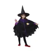 Kids Girls Witch Cosplay Cape+hat Halloween Party Outfit Set Gifts - 140Cm