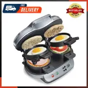 Dual Breakfast Sandwich Maker with Timer, Silver (25490A)
