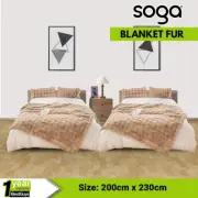SOGA 2X 200cm Light Camel Fur Fuzzy Super Soft and Cozy Fluffy Throw Blanket