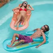 Pool Floats Adult Size Lounger with Cup Holder (2 Pack) Inflatable Floats for Swimming Pool & Lake Floats by 4E's Novelty