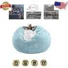 5ft Sky Blue Velvet Bean Bag Chair Cover - Modern, Stain-Resistant Design
