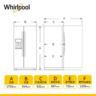 (福利品)Whirlpool 惠而浦 840公升 對開門冰箱 WRS588FIHZ (抗指紋不鏽鋼)