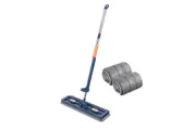 Large Flat Mop 360 Degree Adjustable Cleaning Mop with 2 Washable Pads-Blue
