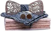 [HAMKVBPR] Men's Bow Tie Men Pre Tied Wooden Bow Tie Unique Designs Adjustable Men Wedding Necktie for Suit Clothing Accessories for Party, Business