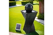Gardeon Solar Water Feature Twisted Fountain LED Light Bird Bath 85CM Black