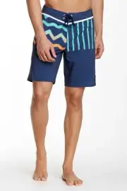 Quiksilver Navy Ghetto Remix Board Short Back Zip Pocket Swimwear Size 38