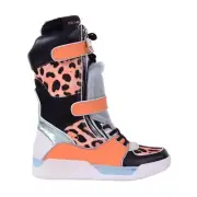 Dolce & Gabbana Patchwork Leather Fur High-Top Boots Orange Black 05874