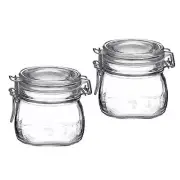 Fido Clear Glass Jar with 85 mm Gasket0.5 Liter Pack of 2