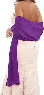 [GIBZ] Women's Chiffon Elegant Long Scarf Stole Plain Transparent Scarves Scarves Neckerchief for Evening Dress Wedding