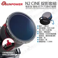 在飛比找蝦皮購物優惠-數位小兔【SUNPOWER N2 CINE 磁吸CPL可調N