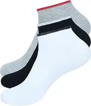 [ASSOTS] LONDON Men's No Show Socks, Pack of 3 Socks, Color - 1 White, 1 Black, 1 Grey