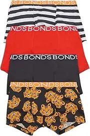 [Bonds] 4 x Boys Trunks Black/Red/White Multi Coloured Underwear
