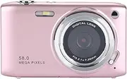 4K Digital Camera, 58MP 16X Zoom Autofocus Vlogging Camera with HD 2.88 Inch Screen, Video Camera for Photography Teens Student, Support Multi Languages (Rose)